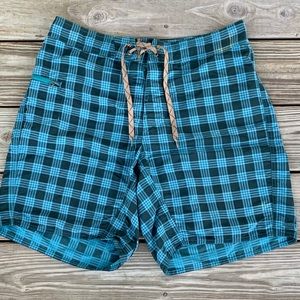 Patagonia Blue Checkered Board Shorts. 33